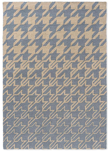 Houndstooth gewassen blauw outdoor vloerkleed