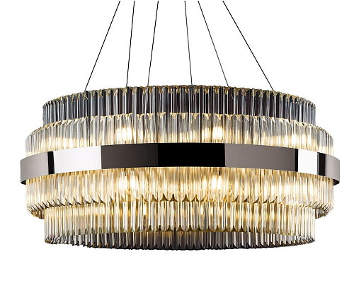 Moderne ronde nikkel kroonluchter met triedro glas