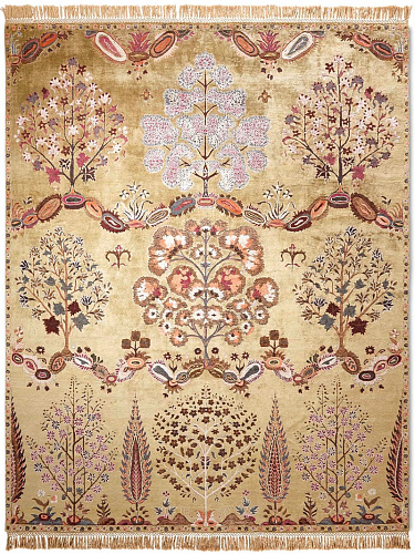 Mughal geel handgemaakt luxe vloerkleed
