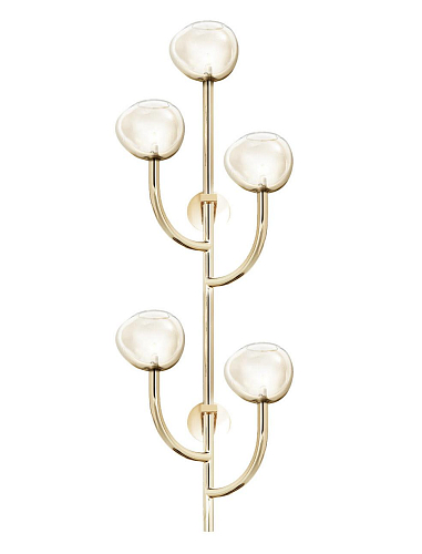 Honing glazen bol wandlamp met gouden afwerking