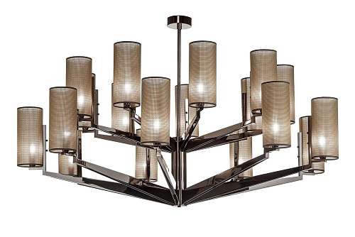 Lustre en nickel noir avec abat-jours en tissu