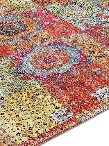 Cosmic oranje luxe handgeknoopt vloerkleed