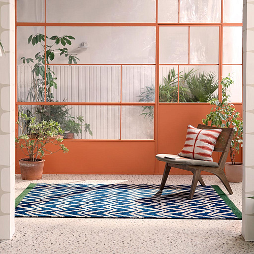 Dhurrie blauw outdoor vloerkleed