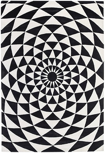 Tapis rond noir et blanc