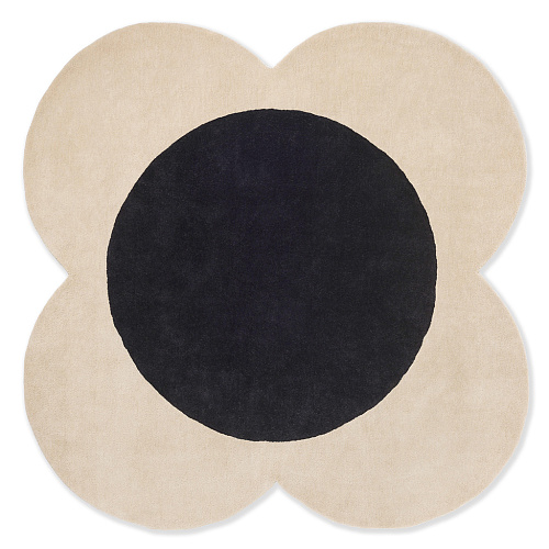 Flower Spot ecru/zwart designer wollen vloerkleed
