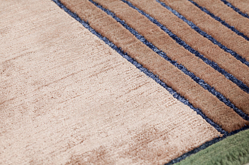 Hand Knotted gestreept wol & viscose vloerkleed