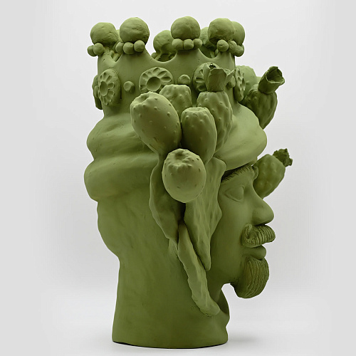 Moorkop groene handgemaakte sculptuur
