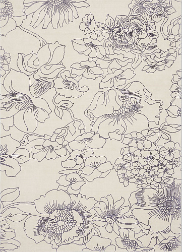 Linear Floral blauw vloerkleed