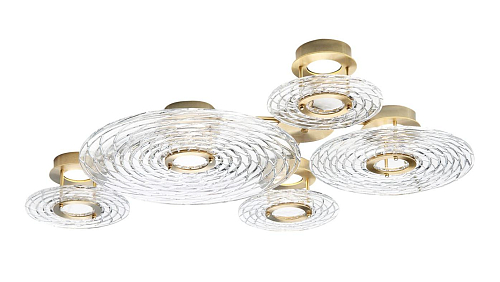 Plafonnier disque en cristal or doux