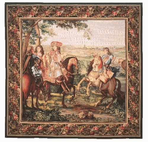 De verovering van Lille vierkant wandtapijt