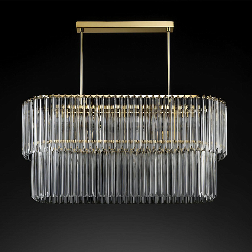Ovale antiek gouden kroonluchter met triedro glas