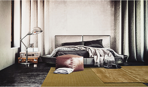 Tapis uni en viscose or
