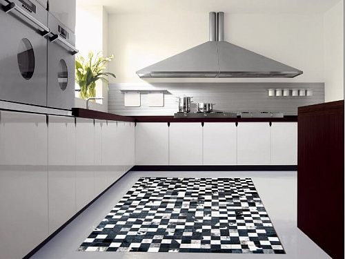 Mosaic zwart-wit koeienhuid vloerkleed