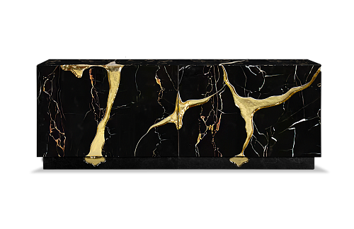 Buffet opulent noir et or