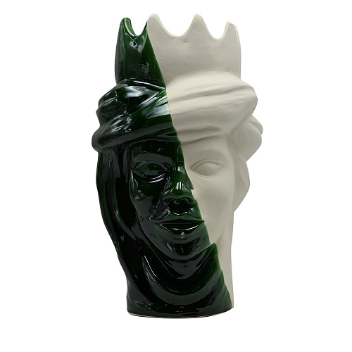 Groen & witte moorkop sculptuur