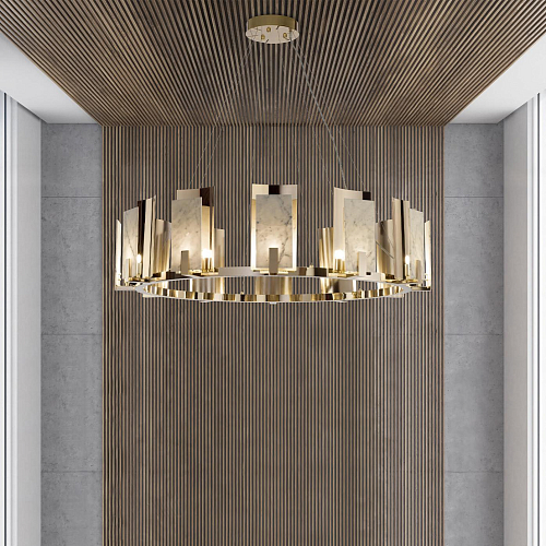 Lustre rond en marbre de Carrare