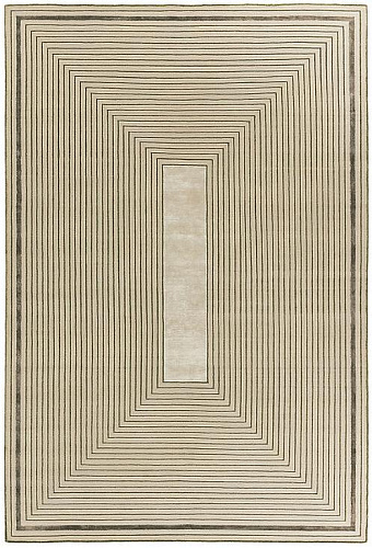 Tapis noué à la main cadre beige laine & viscose