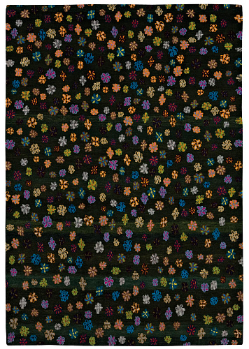 Tapis Little Flowers vert foncé