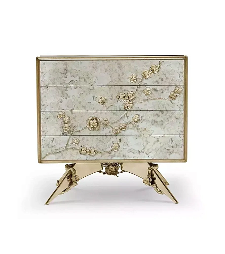 Table de nuit miroir vieilli Mirage
