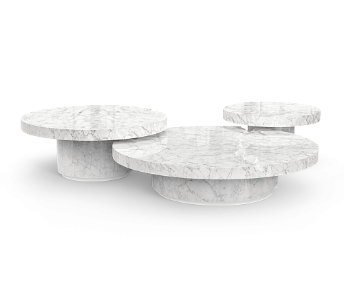 Ensemble de tables centrales Dominion marbre Carrara 3 pièces