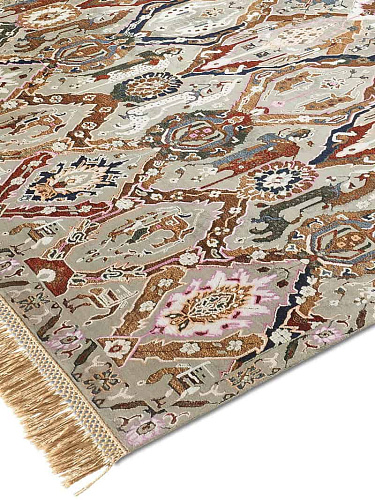 KavaBagh grijs groen handgemaakt luxe vloerkleed