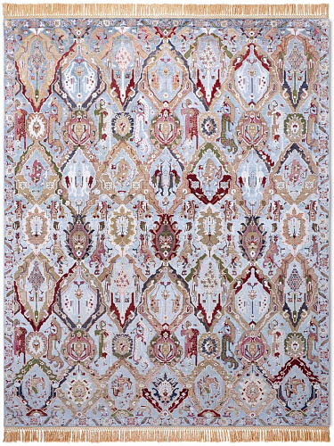 KavaBagh blauw handgemaakt luxe vloerkleed
