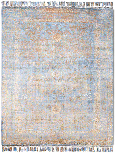 Goud blauw luxe vloerkleed