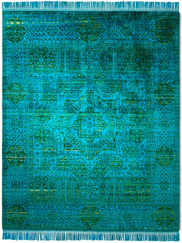 Electric Blue groen luxe vloerkleed