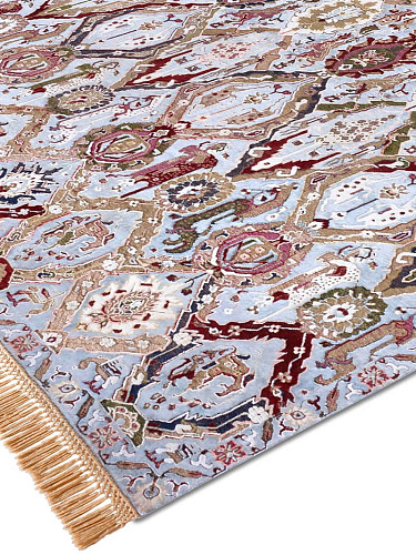 KavaBagh blauw handgemaakt luxe vloerkleed