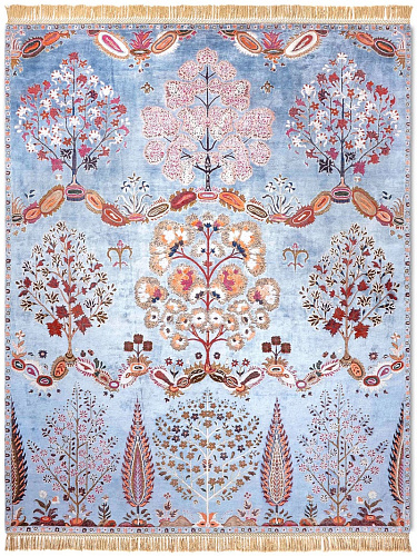 Tapis de luxe fait main Mughal bleu