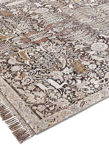 Goud grijs handgemaakt luxe vloerkleed