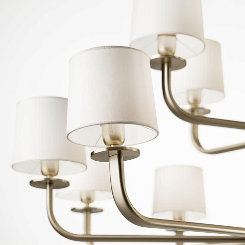 Lustre 15 lumières en or pâle brossé