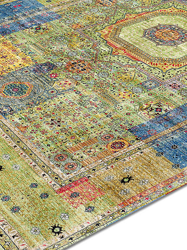 Cosmic groen luxe handgeknoopt vloerkleed