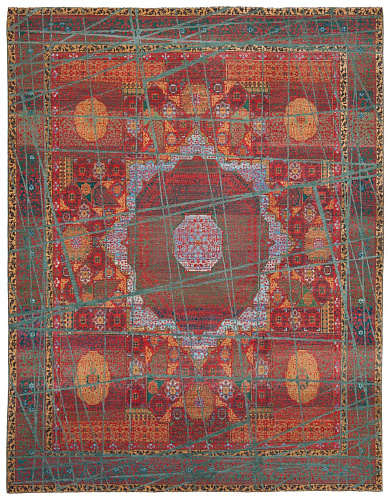 Mamluk Columbus Wrapped rood grijs linnen vloerkleed