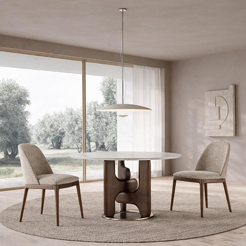 Table de salle à manger ronde avec plateau en marbre Clifford