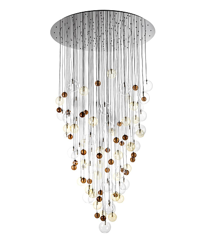 Cascade kroonluchter met multicolor glazen bollen