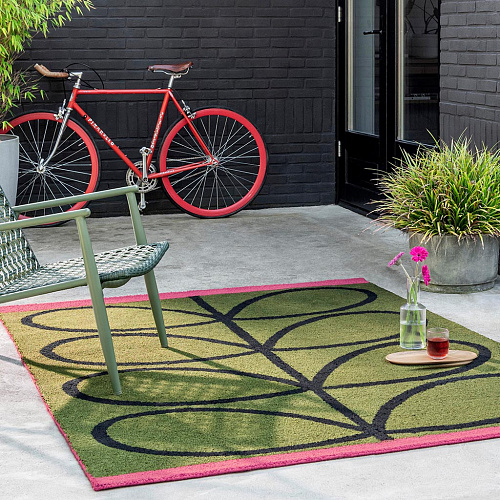 Tapis d’extérieur Linear Stem olive