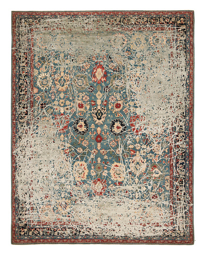 Tapis en soie Bidjar Highgate Enjoy bleu sarcelle gris