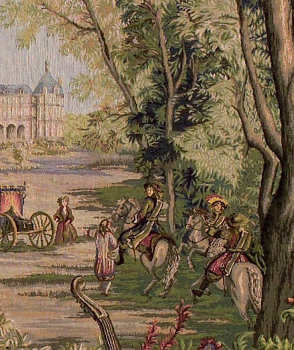 Groen bij het kasteel vierkant wandtapijt