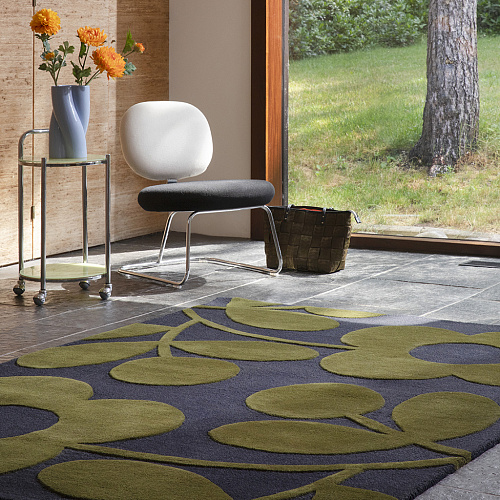 Sprig Stem marine designer wollen vloerkleed