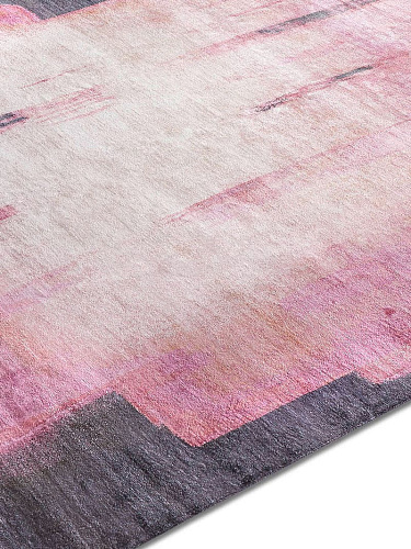 Hexagon roze handgeweven vloerkleed