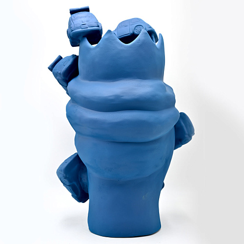 Moorkop matte blauwe sculptuur