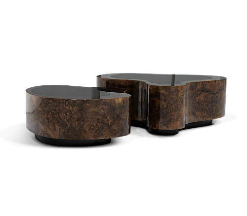 Ensemble de tables basses Crest en noyer