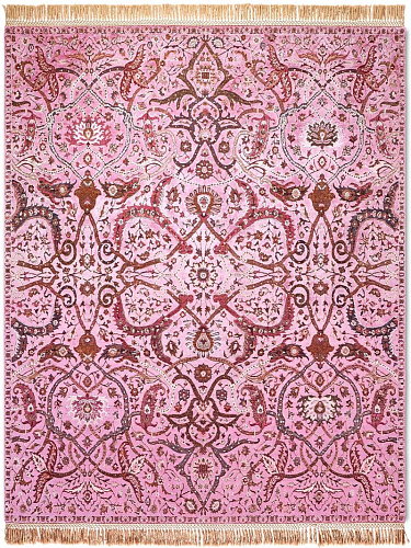 Tapis de luxe noué à la main Heriz rose