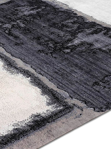 Zilver zwart handgemaakt luxe vloerkleed