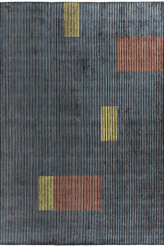 Hand-loom viscose Lines multi vloerkleed