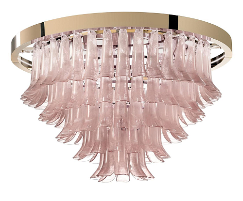 Lustre en feuilles de verre rose