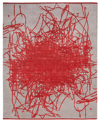 Grid Muted 2 rood vloerkleed