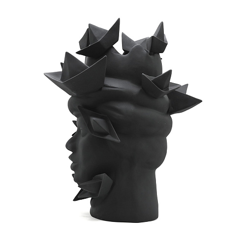 Moorkop donkergrijze sculptuur