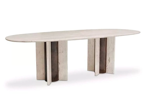 Parisian travertin marmeren ovale eettafel